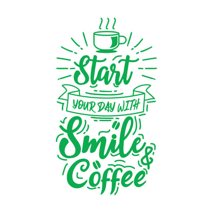 Vinyl Wall Decals Coffee Cup Smile Positive Quote Cafe Kitchen Equipped With Transfer Film Kit