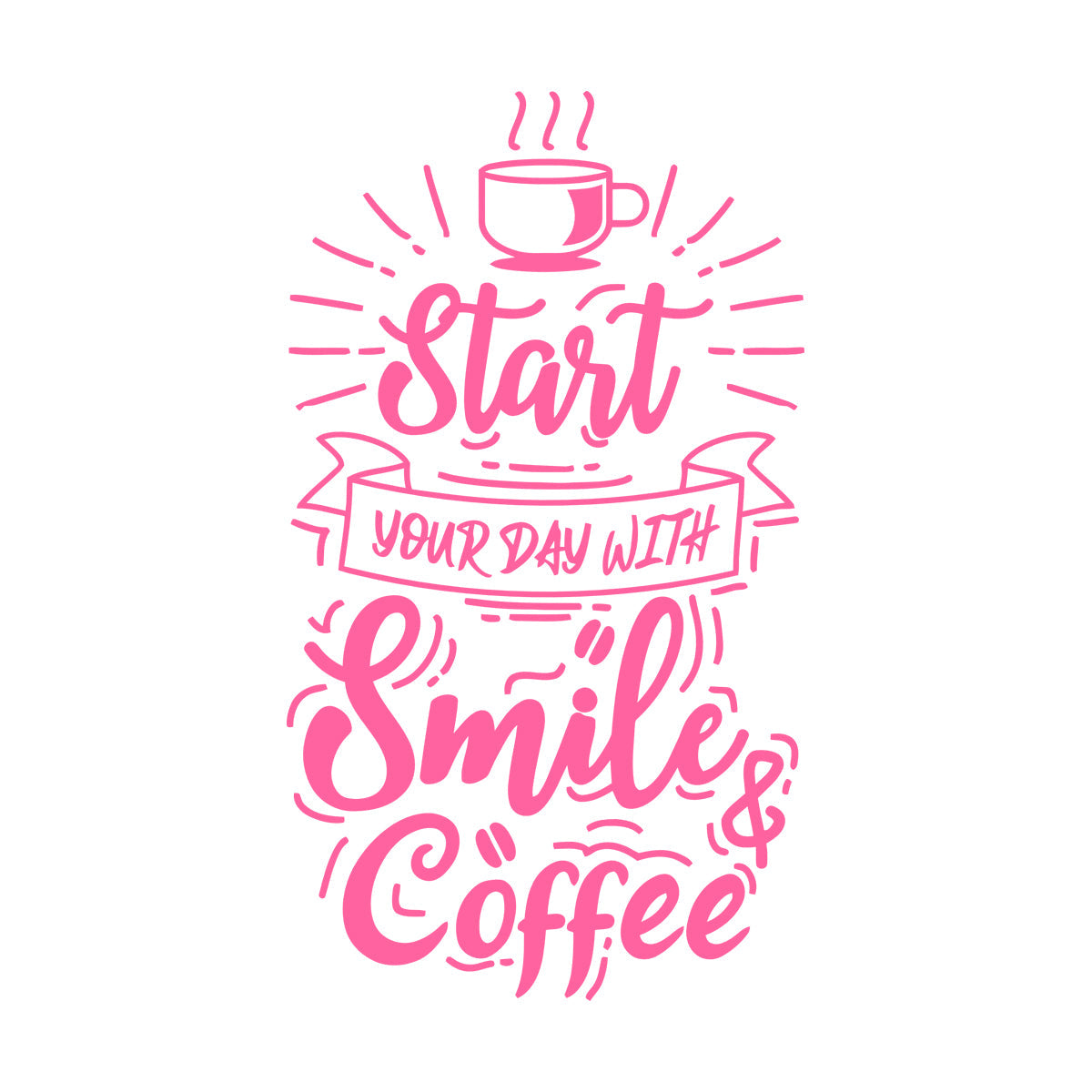 Vinyl Wall Decals Coffee Cup Smile Positive Quote Cafe Kitchen Equipped With Transfer Film Kit
