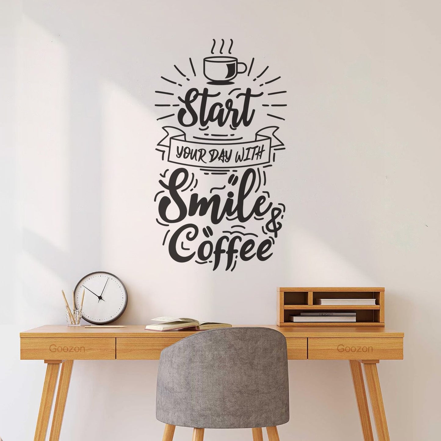 Vinyl Wall Decals Coffee Cup Smile Positive Quote Cafe Kitchen Equipped With Transfer Film Kit