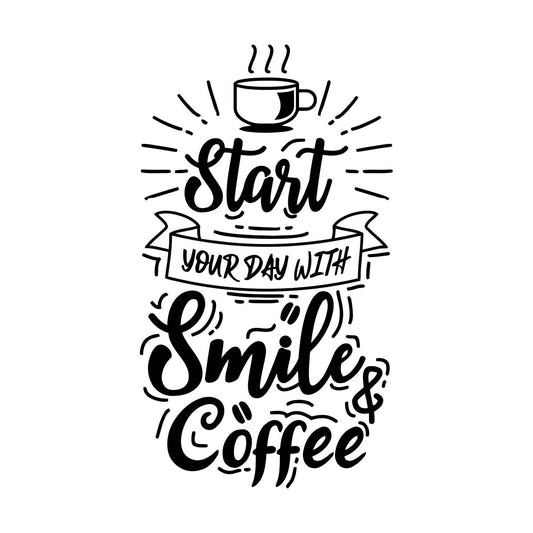 Vinyl Wall Decals Coffee Cup Smile Positive Quote Cafe Kitchen Equipped With Transfer Film Kit