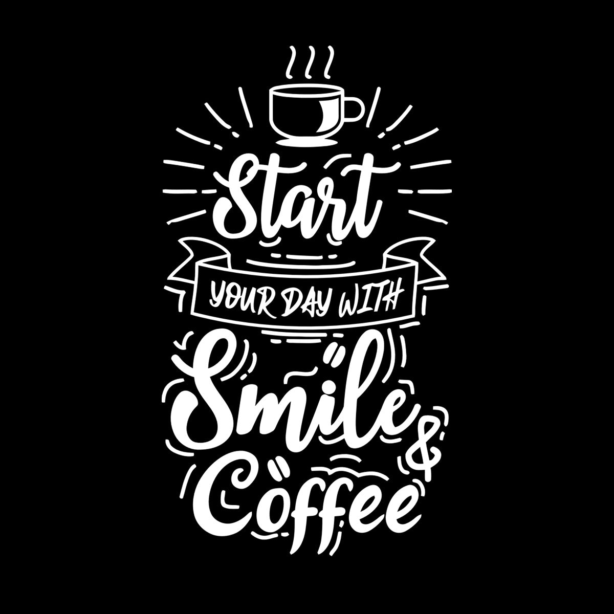 Vinyl Wall Decals Coffee Cup Smile Positive Quote Cafe Kitchen Equipped With Transfer Film Kit