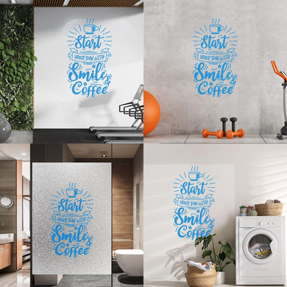 Vinyl Wall Decals Coffee Cup Smile Positive Quote Cafe Kitchen Equipped With Transfer Film Kit
