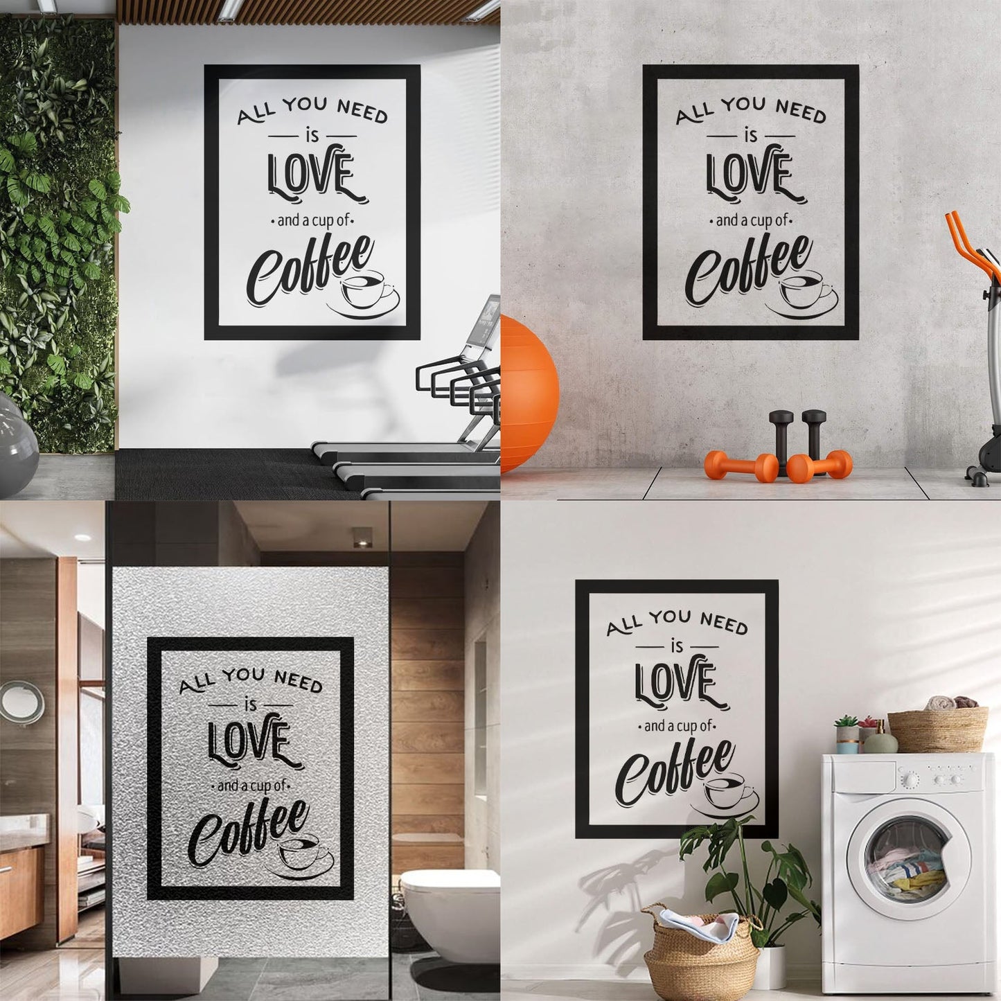 Wall Stickers Paster Paper Coffee House Cafe Cup Lover Shop Love Quote Multiple Size Options