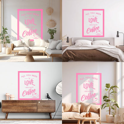 Wall Stickers Paster Paper Coffee House Cafe Cup Lover Shop Love Quote Multiple Size Options
