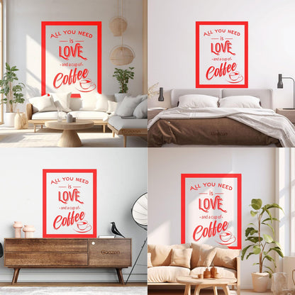 Wall Stickers Paster Paper Coffee House Cafe Cup Lover Shop Love Quote Multiple Size Options