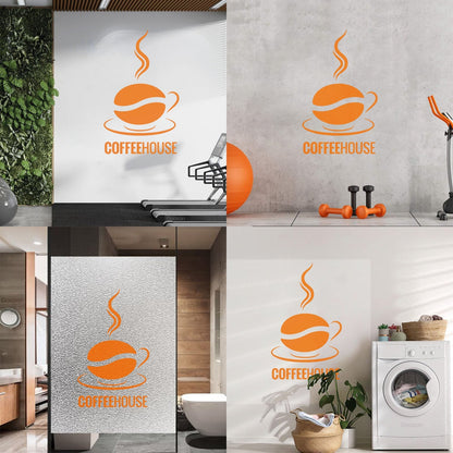 Engraving Stickers Coffee House Logo Cup Cafe Coffee Bean Wall Beautification