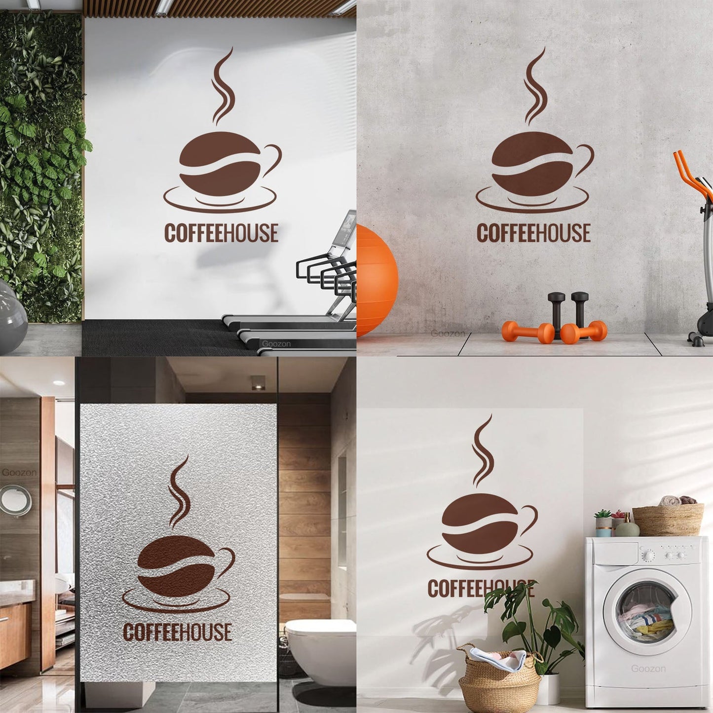 Engraving Stickers Coffee House Logo Cup Cafe Coffee Bean Wall Beautification