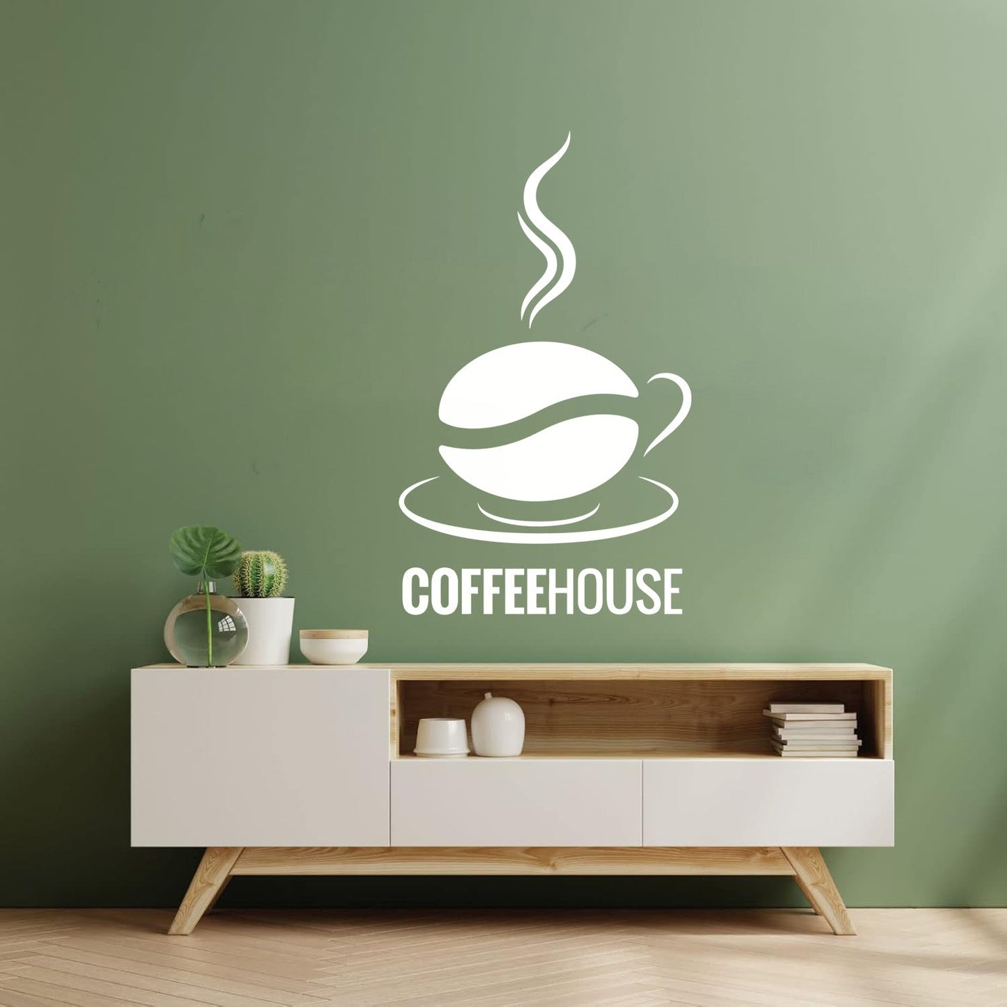 Engraving Stickers Coffee House Logo Cup Cafe Coffee Bean Wall Beautification