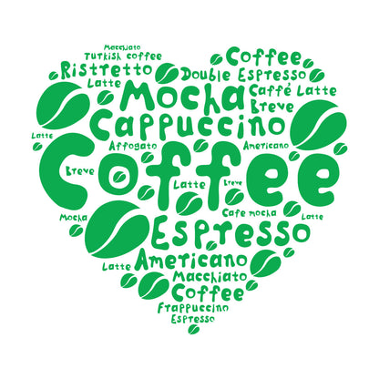 Wall Decals Pvc Coffee House Lover Heart Beans Dining Idea Window Decals