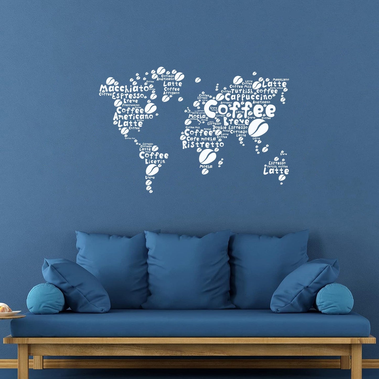 Coffee House Map Kitchen Beans Words Lettering Stickers Glass Stickers