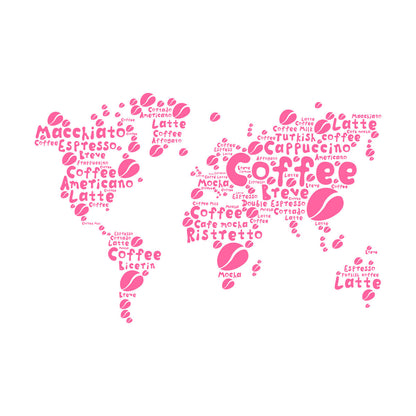 Coffee House Map Kitchen Beans Words Lettering Stickers Glass Stickers