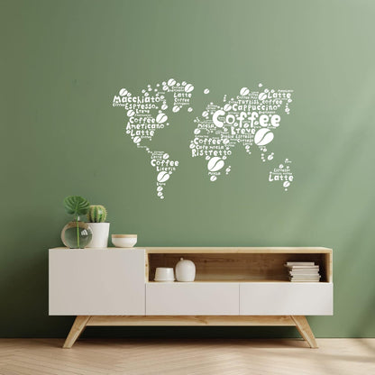 Coffee House Map Kitchen Beans Words Lettering Stickers Glass Stickers