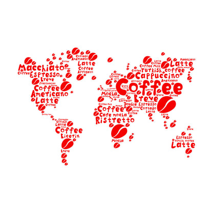 Coffee House Map Kitchen Beans Words Lettering Stickers Glass Stickers