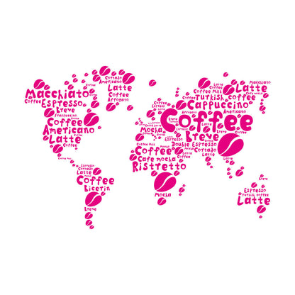 Coffee House Map Kitchen Beans Words Lettering Stickers Glass Stickers