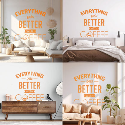 Wall Decals Paster Paper Coffee House Positive Quote Kitchen Dining Store Decoration