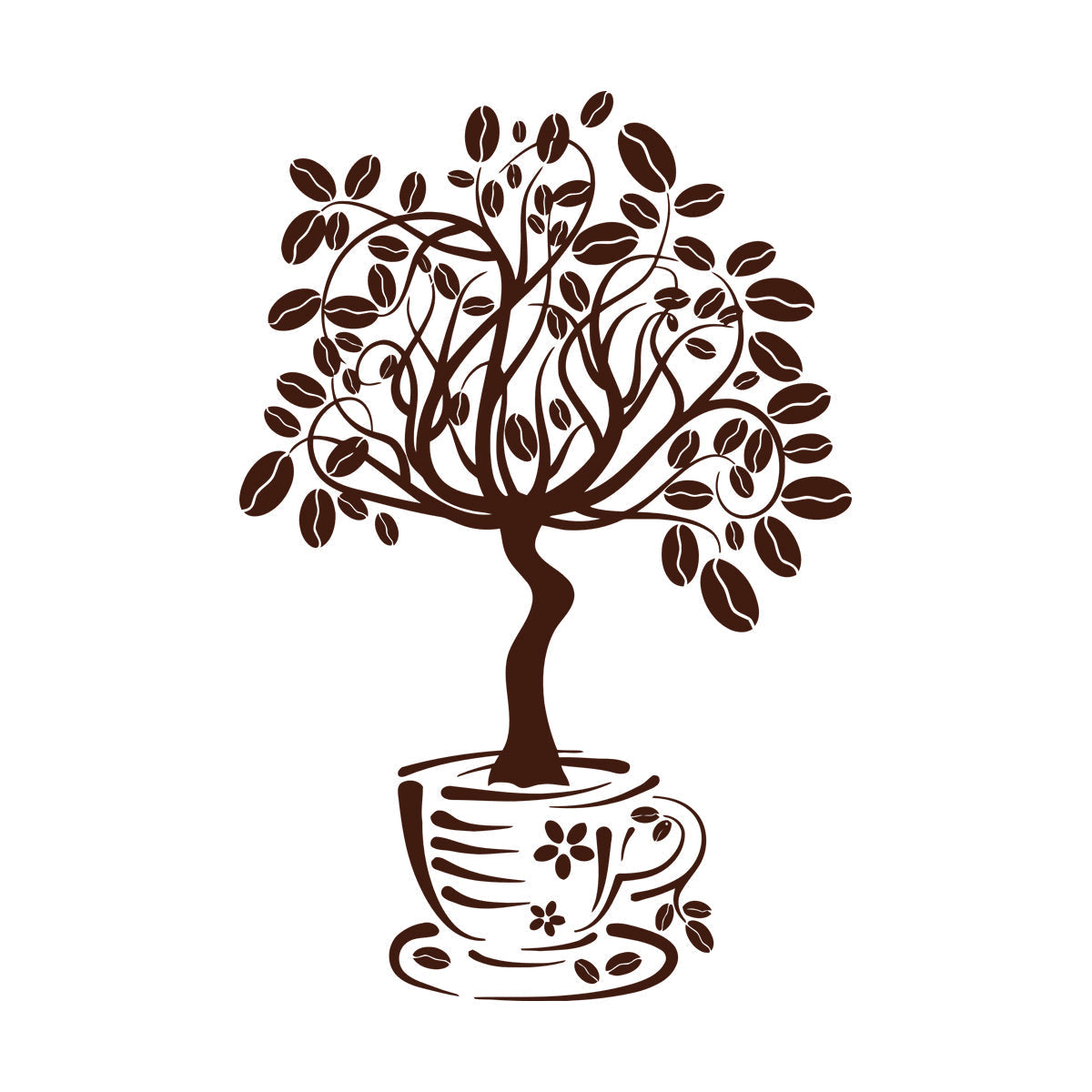 Vinyl Wall Decals Coffee House Tree Coffeeshop Self Adhesive