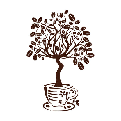 Vinyl Wall Decals Coffee House Tree Coffeeshop Self Adhesive