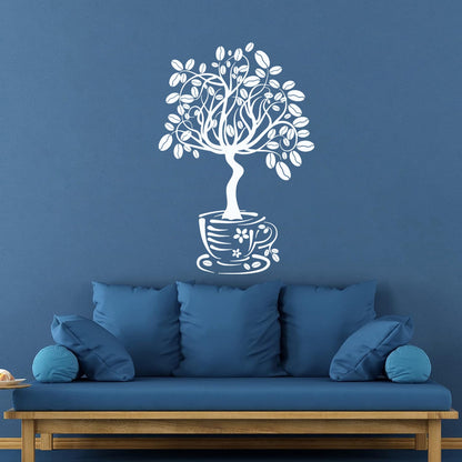 Vinyl Wall Decals Coffee House Tree Coffeeshop Self Adhesive