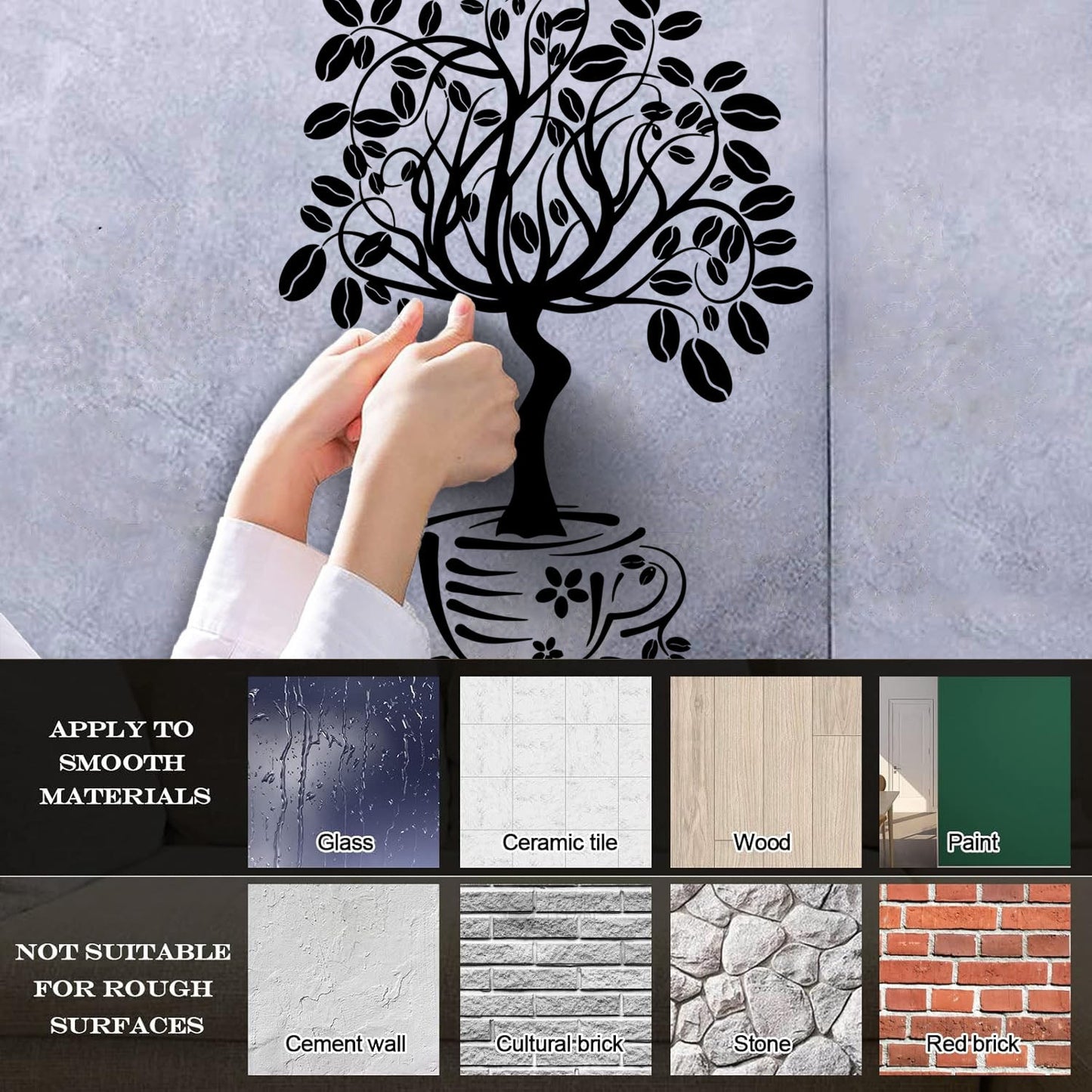 Vinyl Wall Decals Coffee House Tree Coffeeshop Self Adhesive