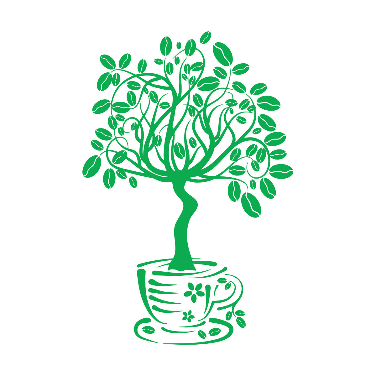 Vinyl Wall Decals Coffee House Tree Coffeeshop Self Adhesive