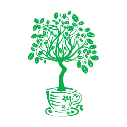 Vinyl Wall Decals Coffee House Tree Coffeeshop Self Adhesive