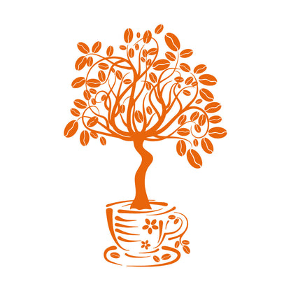 Vinyl Wall Decals Coffee House Tree Coffeeshop Self Adhesive