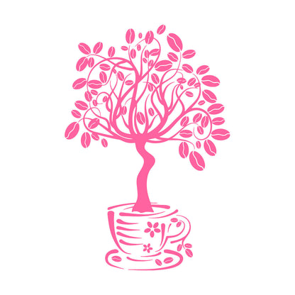 Vinyl Wall Decals Coffee House Tree Coffeeshop Self Adhesive