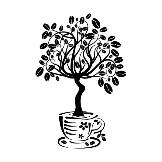 Vinyl Wall Decals Coffee House Tree Coffeeshop Self Adhesive