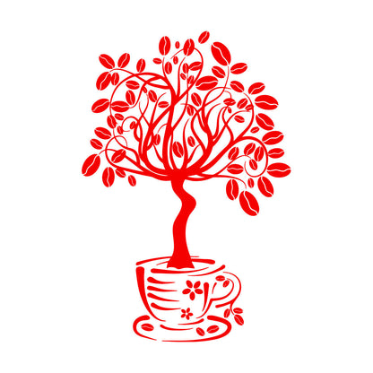 Vinyl Wall Decals Coffee House Tree Coffeeshop Self Adhesive