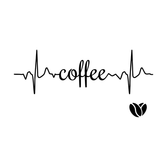 Coffee Logo Word Heartbeat Energy Heart Beans Wall Stickers Paster Paper Equipped With Transfer Film Kit