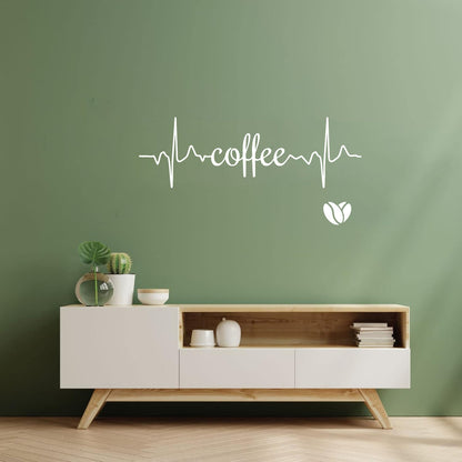 Coffee Logo Word Heartbeat Energy Heart Beans Wall Stickers Paster Paper Equipped With Transfer Film Kit