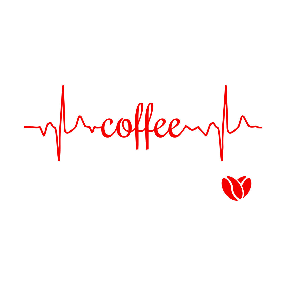 Coffee Logo Word Heartbeat Energy Heart Beans Wall Stickers Paster Paper Equipped With Transfer Film Kit