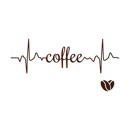 Coffee Logo Word Heartbeat Energy Heart Beans Wall Stickers Paster Paper Equipped With Transfer Film Kit