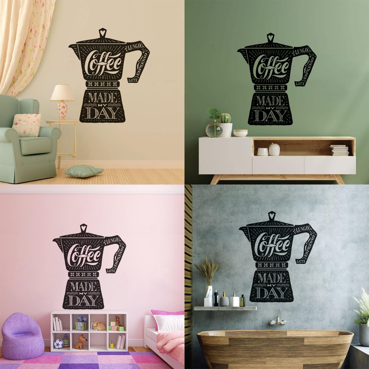 Wall Stickers Coffee Maker Quote Shop Kitchen Multiple Size Options