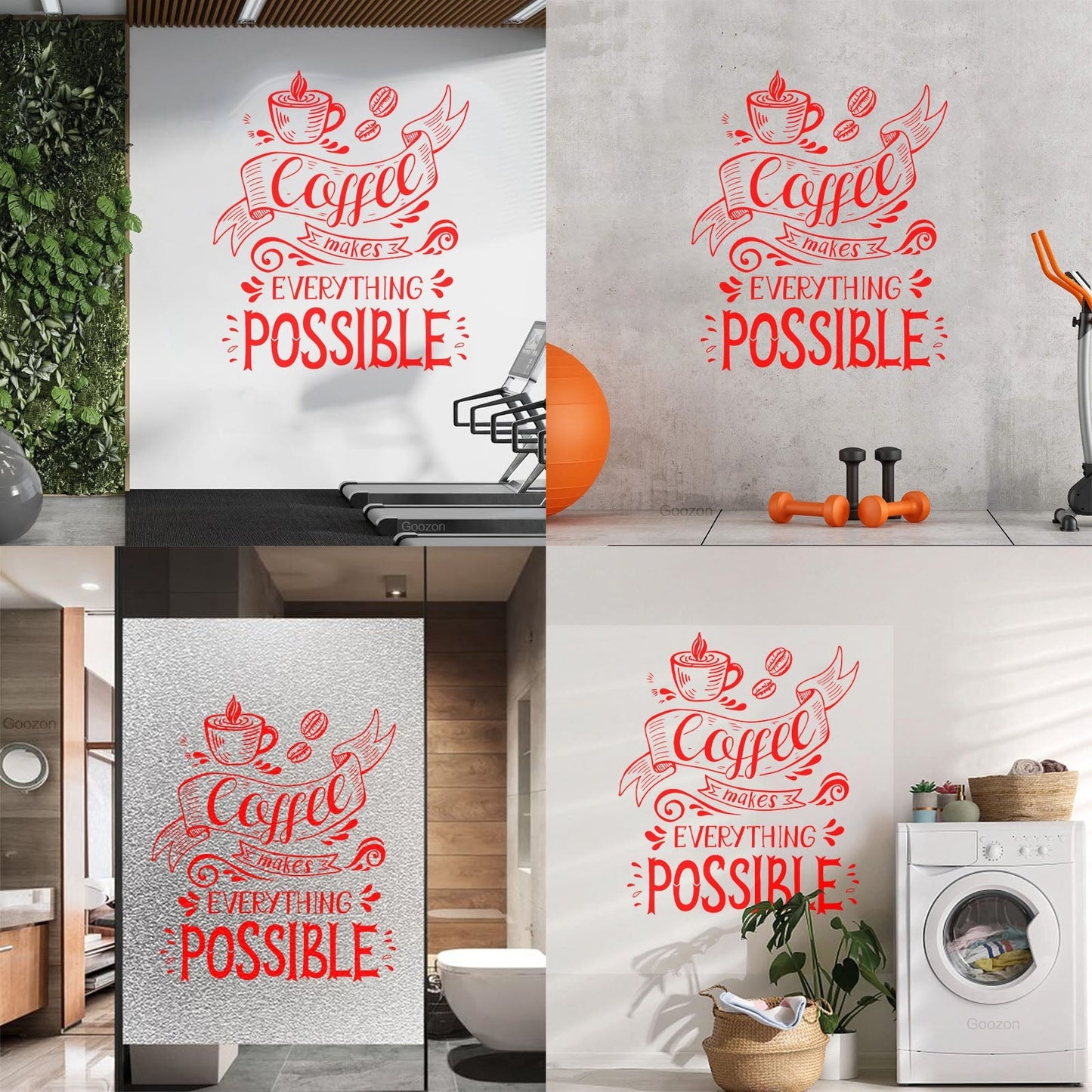 Fine Carving Decals Coffee Makes Everything Possible Motivation Quote Waterproof