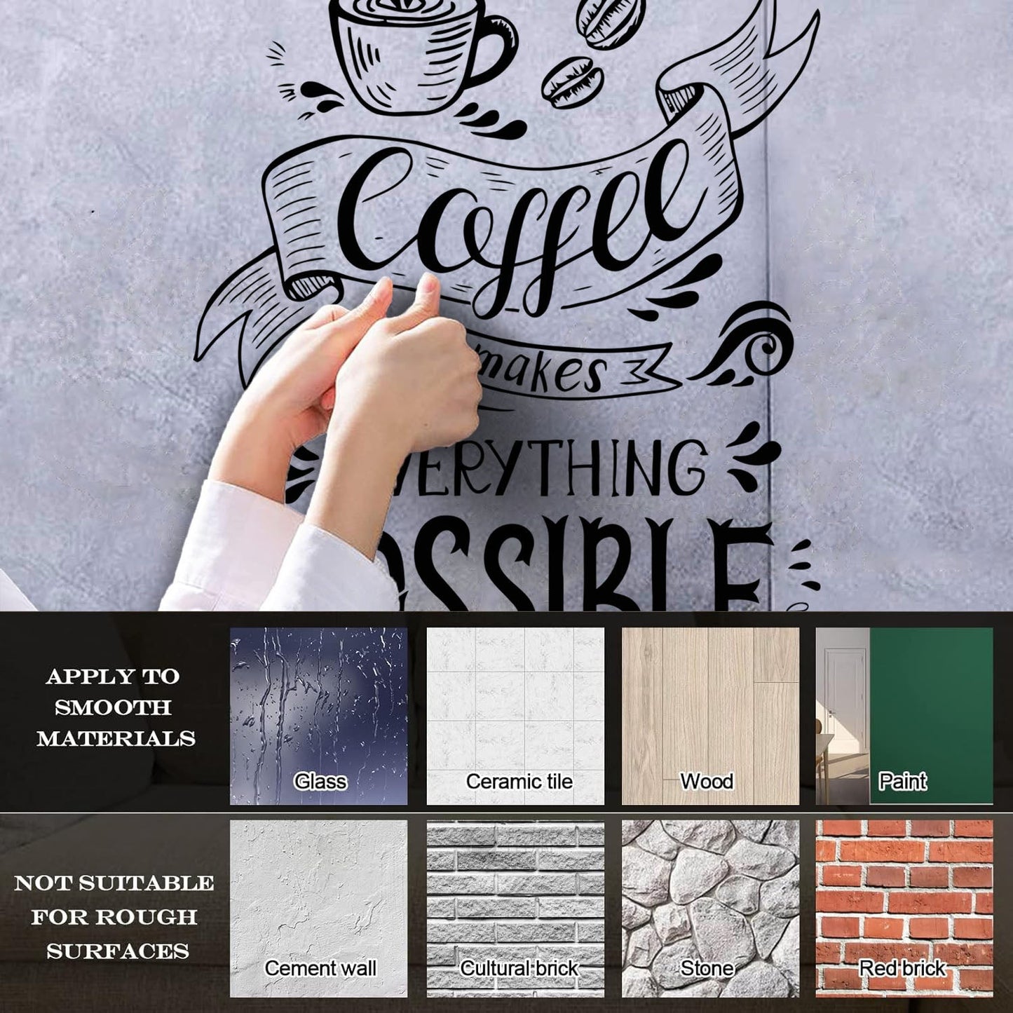 Fine Carving Decals Coffee Makes Everything Possible Motivation Quote Waterproof