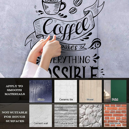Fine Carving Decals Coffee Makes Everything Possible Motivation Quote Waterproof