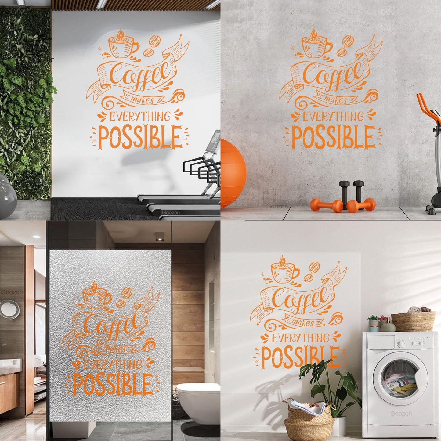Fine Carving Decals Coffee Makes Everything Possible Motivation Quote Waterproof