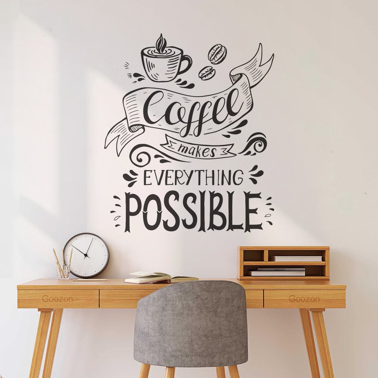 Fine Carving Decals Coffee Makes Everything Possible Motivation Quote Waterproof