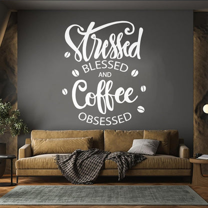 Coffee Lover Obsessed Phrase House Beans Cafe Bar Engraving Stickers Personalized Customization