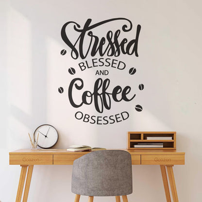 Coffee Lover Obsessed Phrase House Beans Cafe Bar Engraving Stickers Personalized Customization