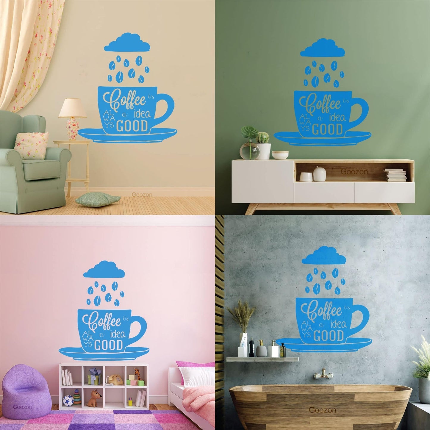 Lettering Decals Coffee Quote Shop Cup Beans Kitchen Can Modify And Add Information