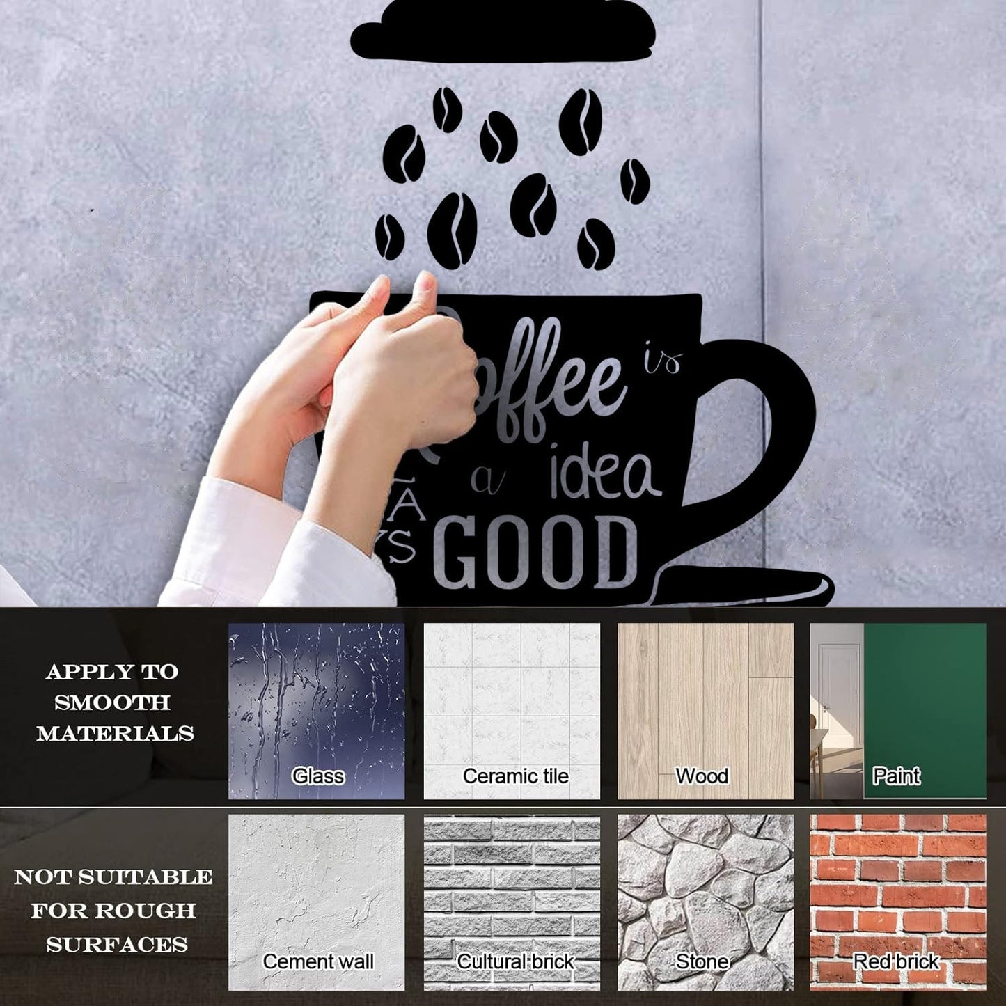 Lettering Decals Coffee Quote Shop Cup Beans Kitchen Can Modify And Add Information