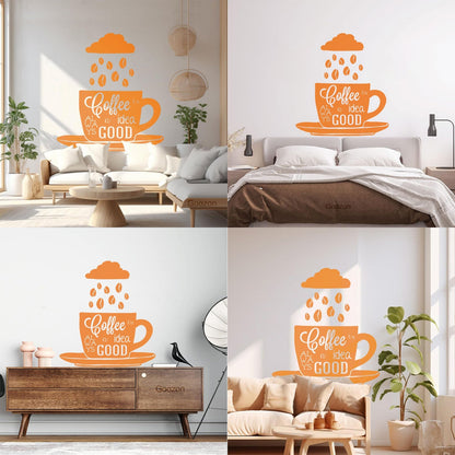 Lettering Decals Coffee Quote Shop Cup Beans Kitchen Can Modify And Add Information
