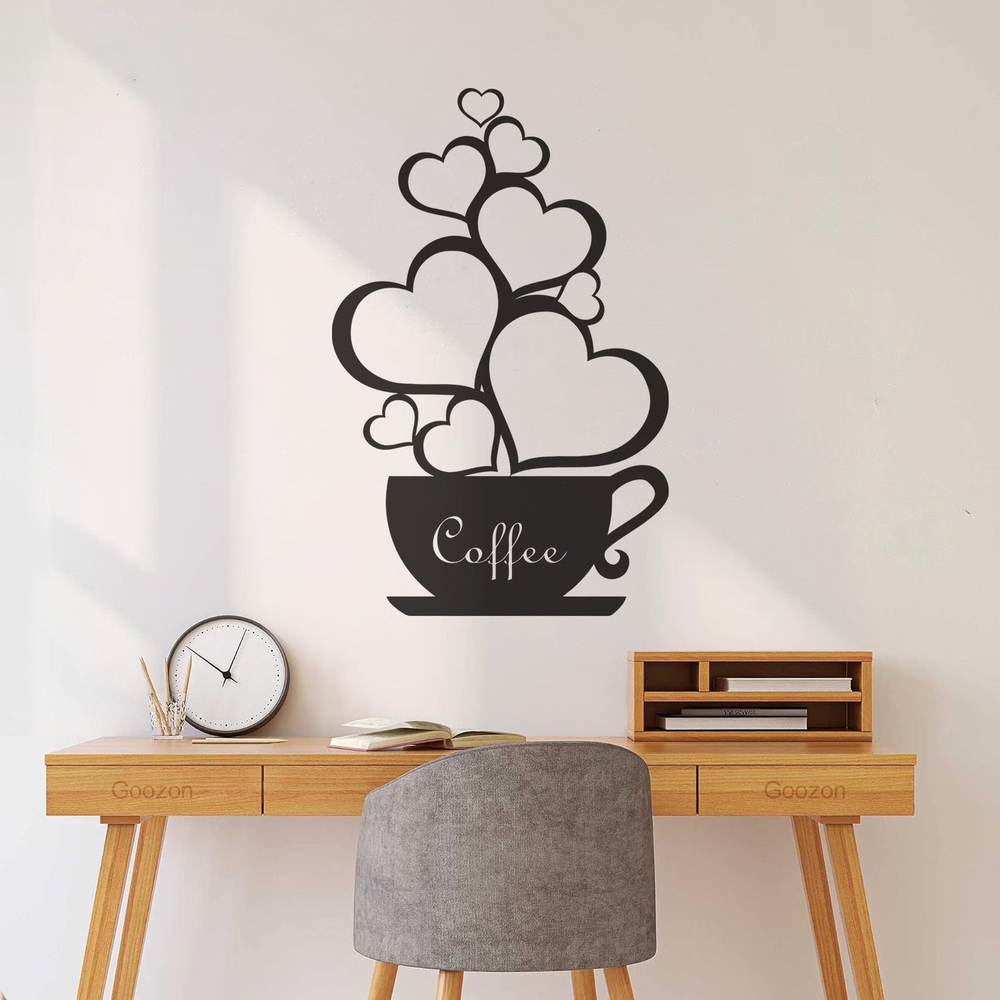 Wall Decals Pvc Coffee Shop Cup Hearts Love Romantic Art Decoration