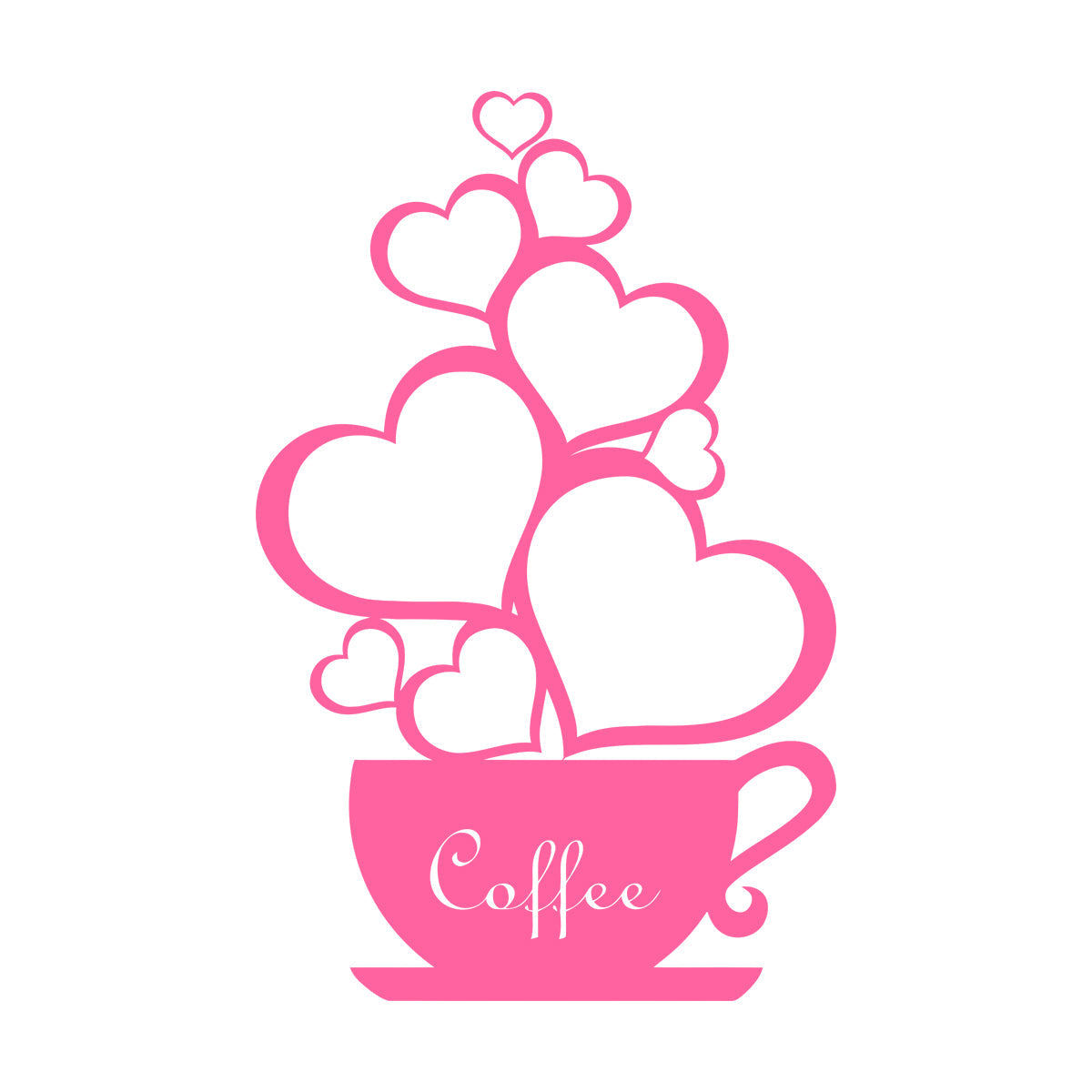 Wall Decals Pvc Coffee Shop Cup Hearts Love Romantic Art Decoration
