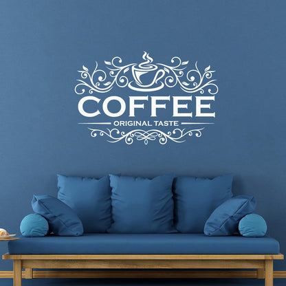 Vinyl Wall Stickers Coffee Shop Original Taste Cafeteria Lettering Window Decals