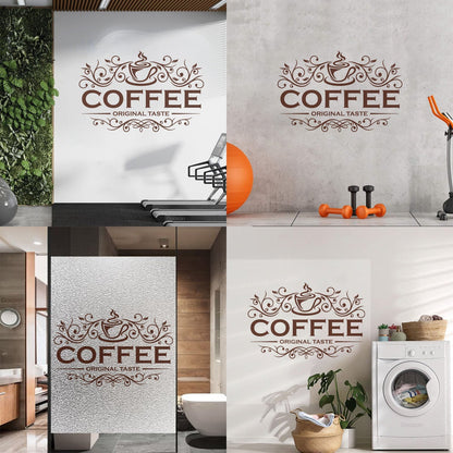 Vinyl Wall Stickers Coffee Shop Original Taste Cafeteria Lettering Window Decals
