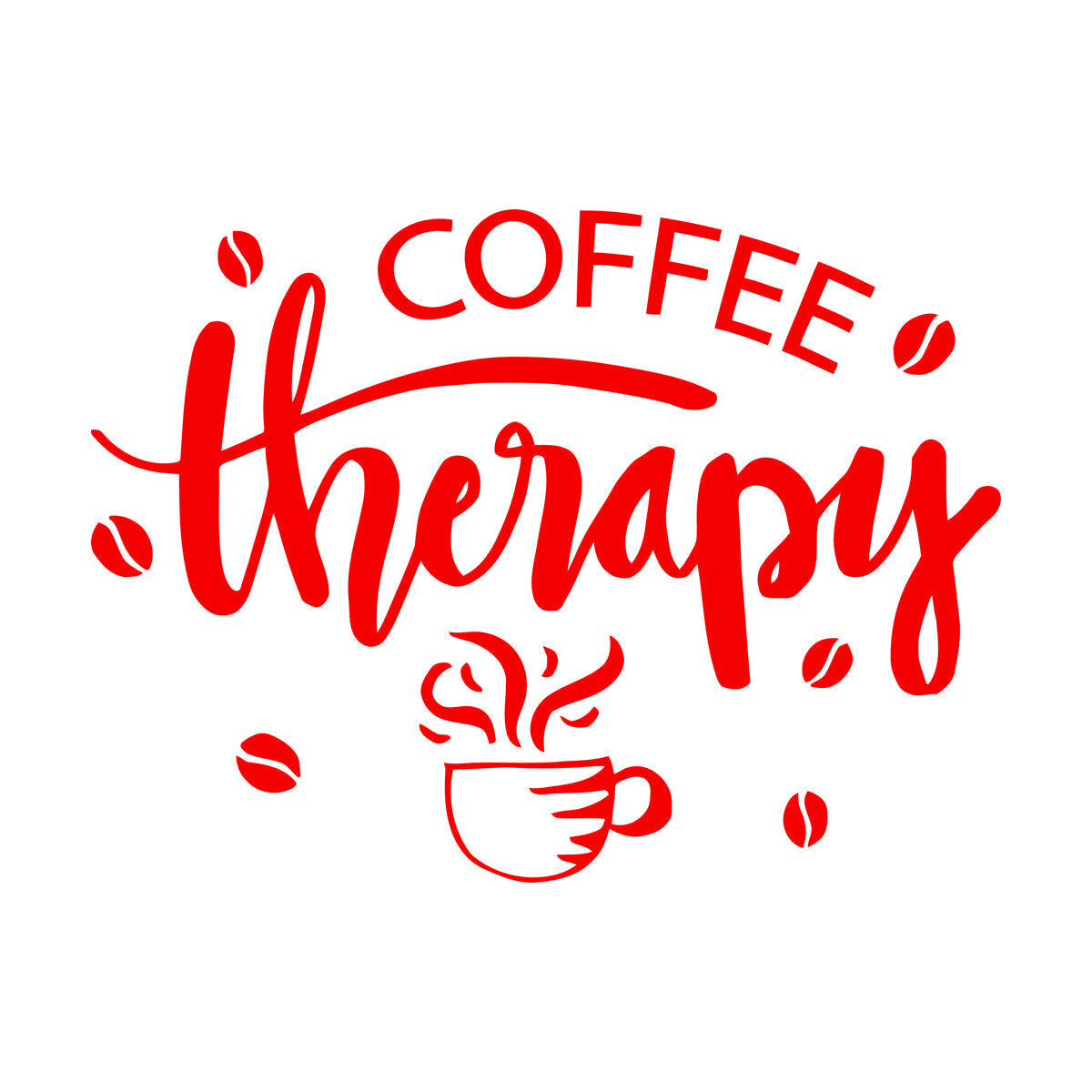 Mural And Wall Vinyl Decal Coffee Therapy Beans Cups Cafe Kitchen Words Removable Without Leaving Glue