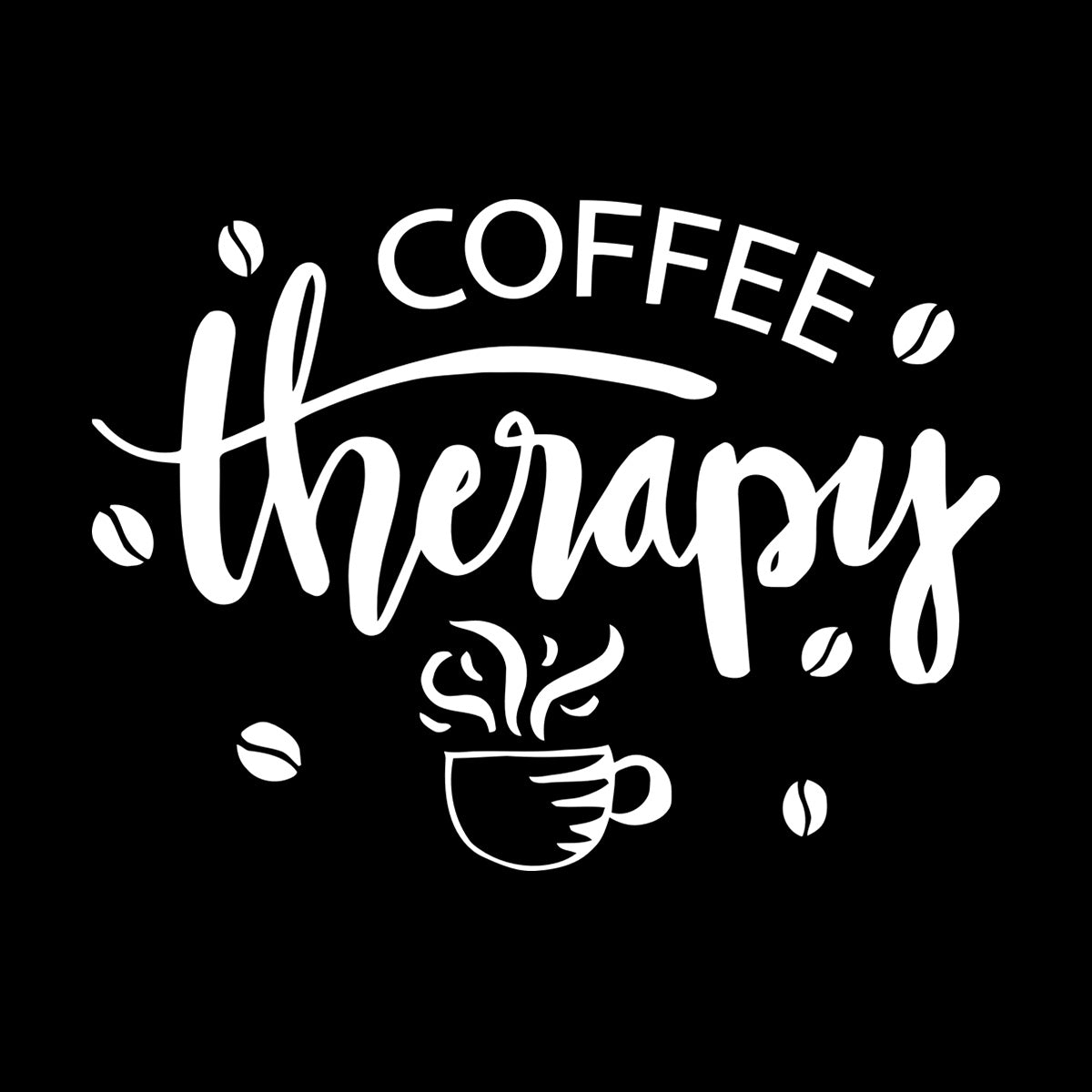 Mural And Wall Vinyl Decal Coffee Therapy Beans Cups Cafe Kitchen Words Removable Without Leaving Glue